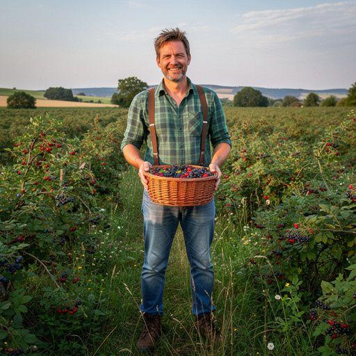 Vadon termő bogyók és gyümölcsök színes keveréke egy üveg teában.